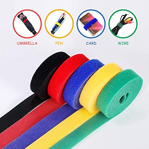 Aeoss Cable Straps 2 Roll Reusable Cable Ties Hook & Loop Nylon Fastening Tape Wire Organizer for Power Wire Management Self Gripping Cord Rope Holder Multicolored (2) - Image 3