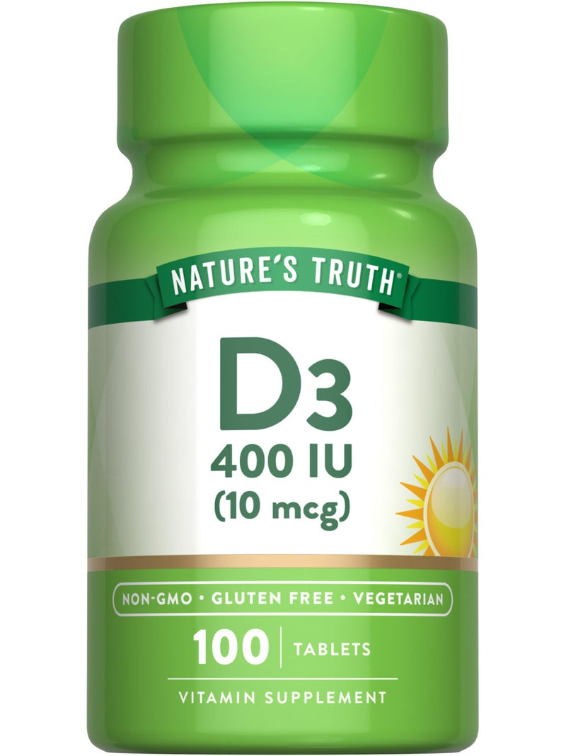 Natures Truth Vitamin D3 400 iu 10 mcg 100 Tablets Vegetarian NonGMO Gluten Free Supplement