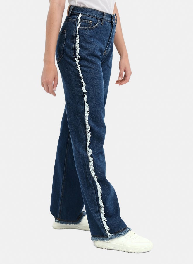RAVIN High Waist With Two-Tone Frayed At Side Loose Fit Jeans - Image 2