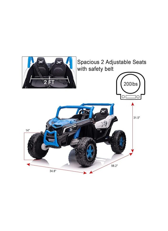 Generic - 2 Seater 24V Ride On Car with Remote Control 4x4 Ride On Truck Kids Off-Road Buggy UTV Ride On Toys for Big Kids Electric Vehicles Battery Powered (Blue) - Image 1