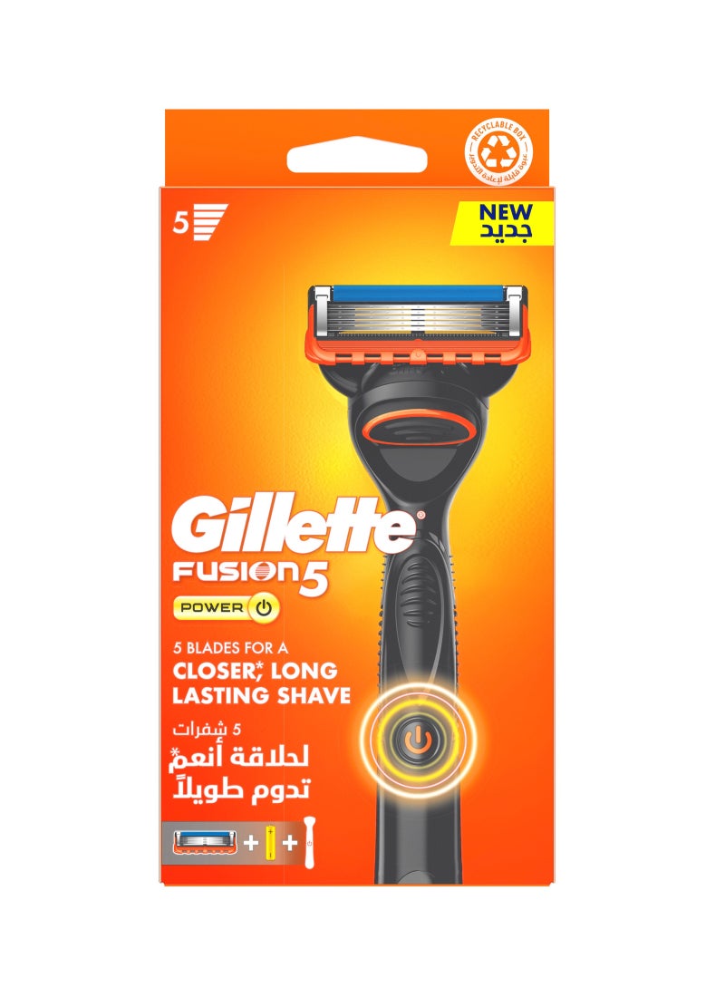 Gillette Fusion5 Power Men's Refillable Razor: Handle + 1 Blade Refill - Image 1