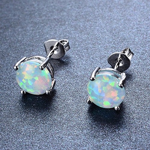 Peora Stone Base Metal and Opal Stud Earrings for Women, Turquoise - Image 3