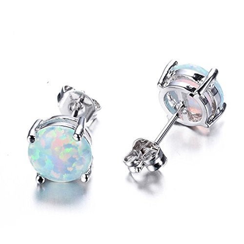 Peora Stone Base Metal and Opal Stud Earrings for Women, Turquoise - Image 5