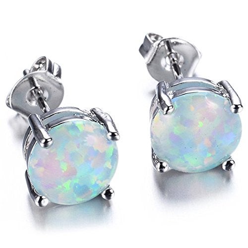 Peora Stone Base Metal and Opal Stud Earrings for Women, Turquoise - Image 1