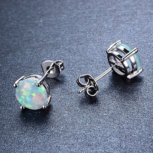 Peora Stone Base Metal and Opal Stud Earrings for Women, Turquoise - Image 4