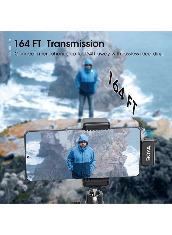 BOYA OMIC Wireless Lavalier Microphone for iPhone Android Type C Phone Noise Cancellation, 5h Battery Life, 164ft, USB-C Wireless Lapel Podcast Microphone Mic for Video Recording, Vlogging - Image 4