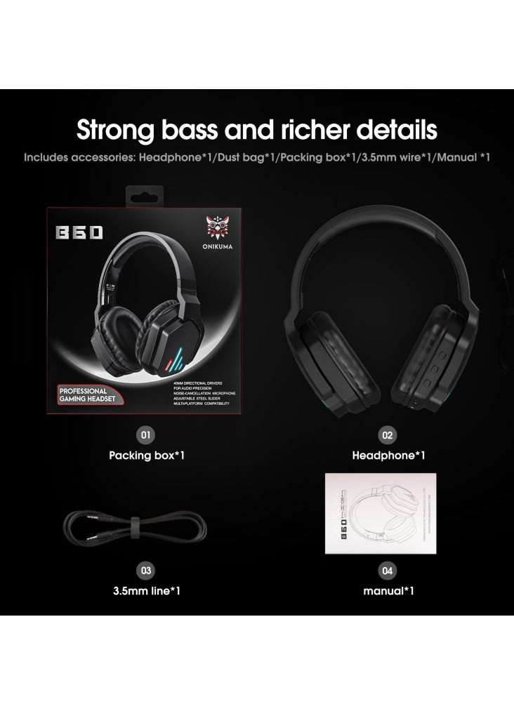onikuma - ONIKUMA B60 Professional  Wireless Bluetooth Gaming Headset Stereo Noise Cancellation Wireless Headphone - Image 1