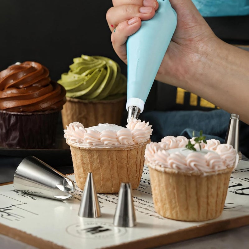 40-Piece Cake Decorating Set, 20 Disposable Bags, 1 Reusable TPU Bag, Metal Tips, Scrapers, and Brush for Baking - Image 5