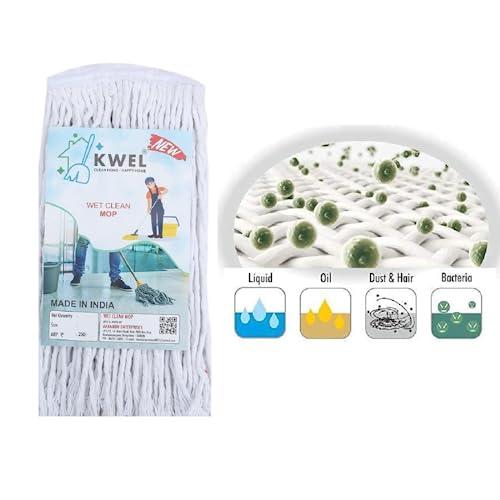 KWEL Wet Clip mop Head Multi-Purpose Cleaning Mop Suitable for All Types of Floor - Pack of 1 - Image 2