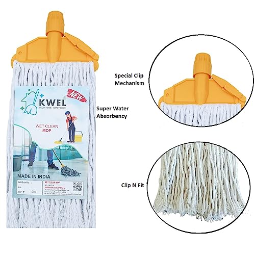 KWEL Wet Clip mop Head Multi-Purpose Cleaning Mop Suitable for All Types of Floor - Pack of 1 - Image 4