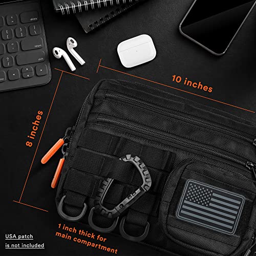 Fitdom Small Tactical Messenger Bag For Men. Multiple Ways to Carry as Sling, Shoulder, Crossbody, Waist, Pouch Side Pack. Made with Heavy Duty Fabric. Pack This EDC Tactical Bag (BLACK) - Image 4
