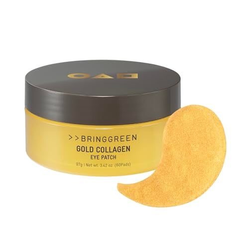 BRING GREEN Gold Collagen Eye Patches 60 Count Hydrating Firming Under Eye Mask for Dark Circles Puffiness - Image 1