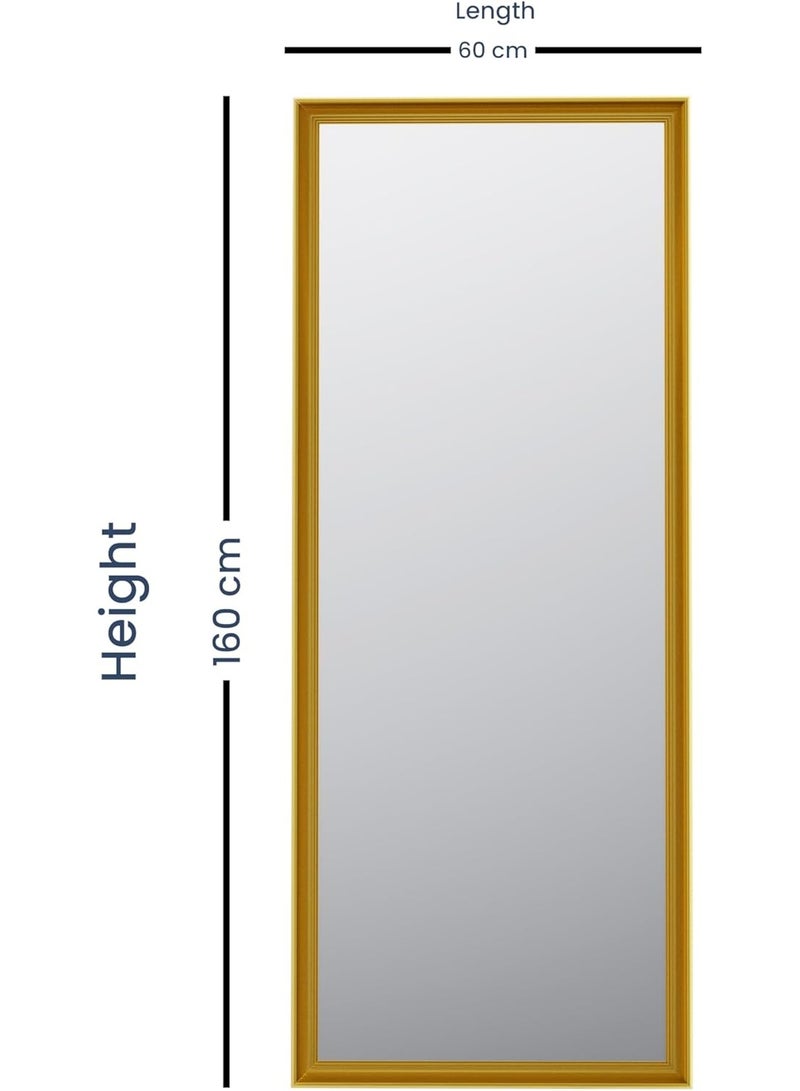 Full Length Mirror 160 × 60 cm, Large Floor Mirror with Golden PVC Frame, Standing, Wall-Mounted or Leaning Against Wall, Rectangle Dressing Mirror for Bedroom, Living Room & Home Decor - Image 2