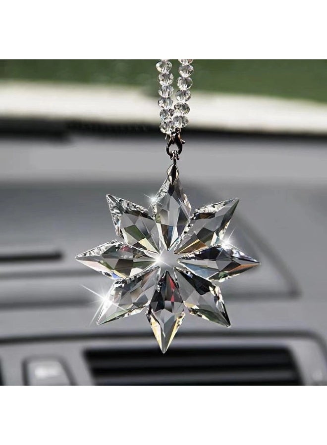 Saivision Crystal Car Pendant Snowflake Rear View Mirror Ornament – Luxury K9 Glass Auto Accessories & Home Hanging Decoration with Gift Box - Image 1