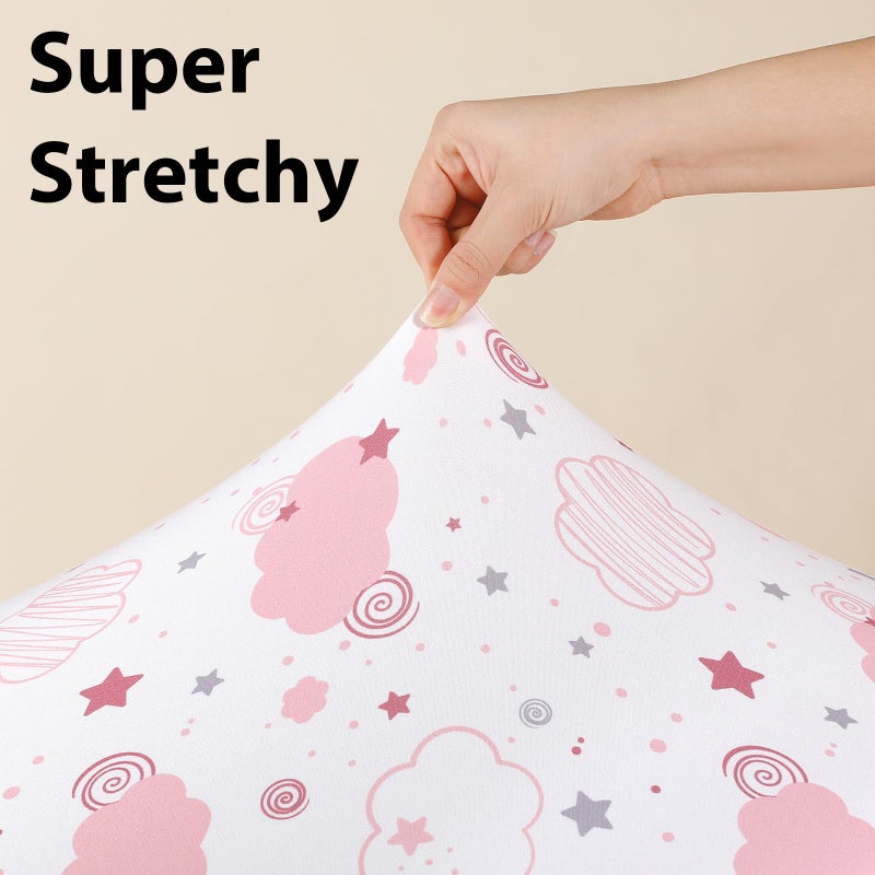 FIEMOL Baby Crib Sheets Girl, 3 Pack Toddler Bed Sheets Fitted for 52â€x28â€ Standard Crib and Toddler Mattresses, Super Soft Microfiber Pink Rainbow - Image 4