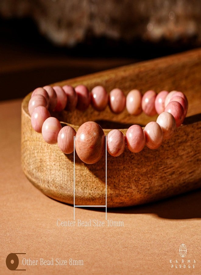 KARMAPLEDGE Rhodonite Healing Crystal Bracelets for Women & Men, Reiki Healing Elastic Stretch Bracelet with Handmade Beaded crystals For Meditation, Positive Energy & Balance, Crystal Gifts - Image 3