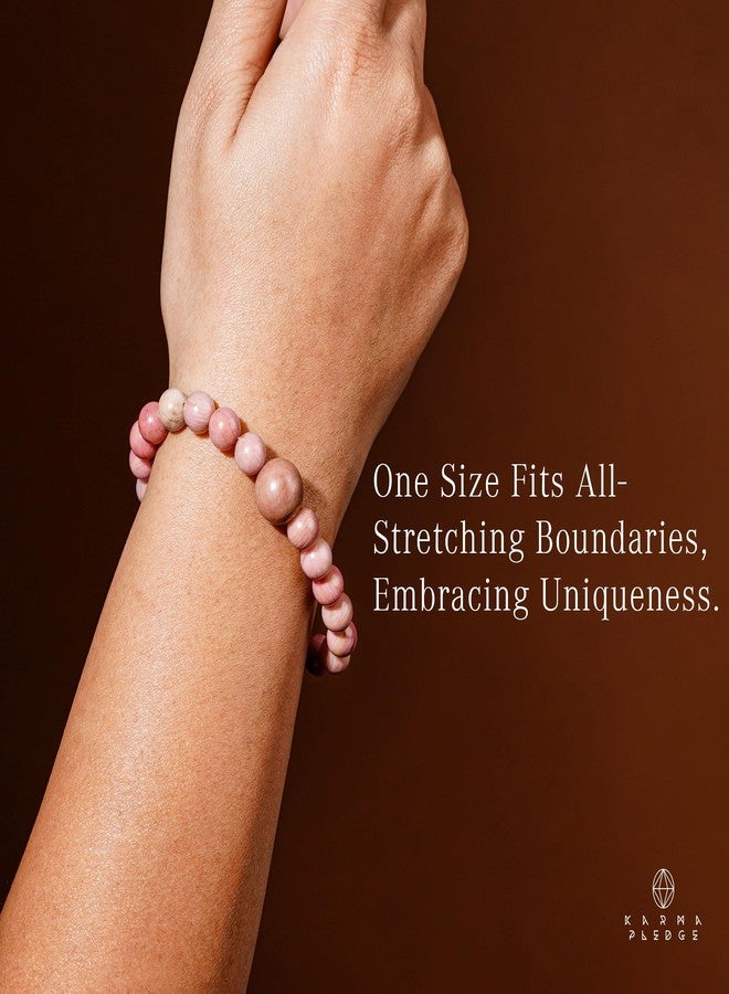 KARMAPLEDGE Rhodonite Healing Crystal Bracelets for Women & Men, Reiki Healing Elastic Stretch Bracelet with Handmade Beaded crystals For Meditation, Positive Energy & Balance, Crystal Gifts - Image 4
