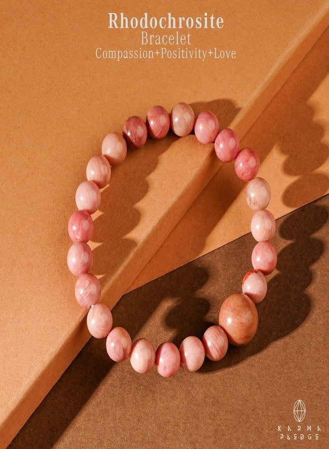 KARMAPLEDGE Rhodonite Healing Crystal Bracelets for Women & Men, Reiki Healing Elastic Stretch Bracelet with Handmade Beaded crystals For Meditation, Positive Energy & Balance, Crystal Gifts - Image 2