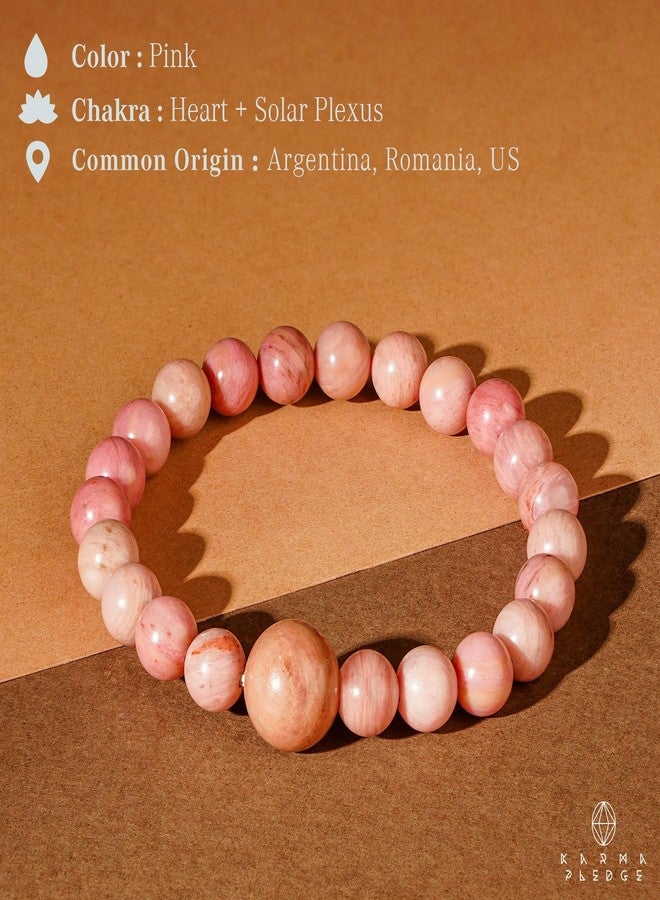 KARMAPLEDGE Rhodonite Healing Crystal Bracelets for Women & Men, Reiki Healing Elastic Stretch Bracelet with Handmade Beaded crystals For Meditation, Positive Energy & Balance, Crystal Gifts - Image 5