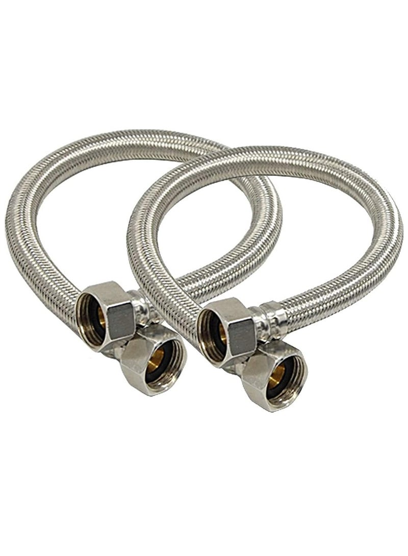 أنبوب توصيل من الفولاذ المقاوم للصدأ للسخان والحوض بدرجة AISI 304 من اكويين (مجموعة من 2 قطعة) (30 سم)