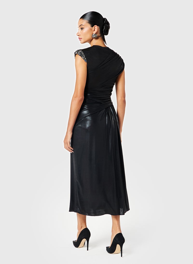 Threadz by Ajooni Draped Faux Leather Dress - Image 2