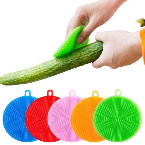 Perfect Pricee Scrub Soft Silicone Round Cleaning Dish Washing Bowl Brush Non-Scratch for Household Kitchen Cleaner Tools Easy Remove Grease (Multicolour-Pack of 2) - Image 1