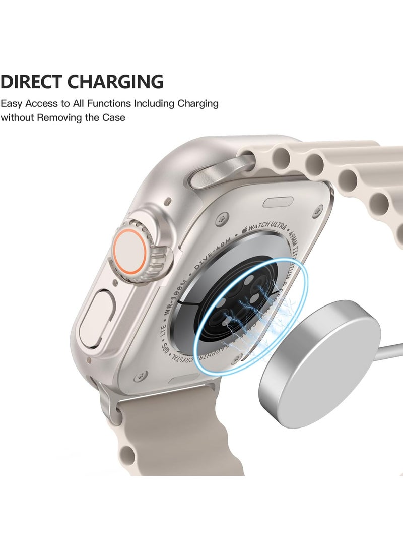 SJet Case for Apple Watch Ultra 3 (2025) / Ultra 2 / Ultra 49mm case with Tempered Film Screen Protector, Full Protective Hard PC Bumper Touch Sensitive HD Screen Cover (49mm, Starlight) - Image 5