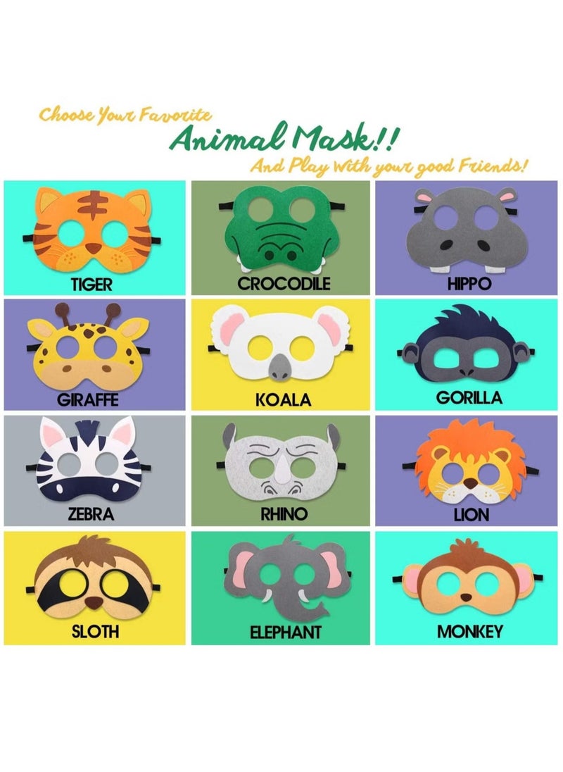 Ailily Forest Friends Animals Felt Masks 12 pcs Woodland Creatures Animal Cosplay Zoo Camping Themed Party Favors Supplies for Boys or Girls  - Image 2