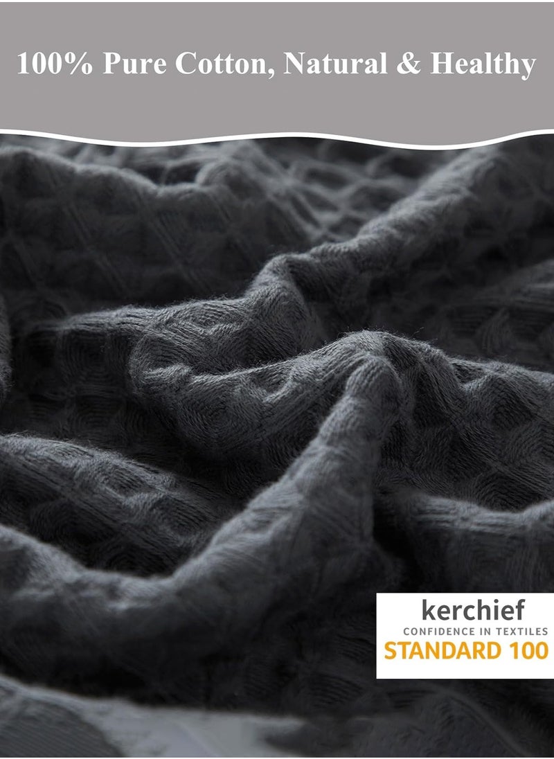 LEOKOR 3 Sizes Towel Set Quick Dry Ultra Soft Light Weight and Absorbent Waffle Towel Grey  - Image 4