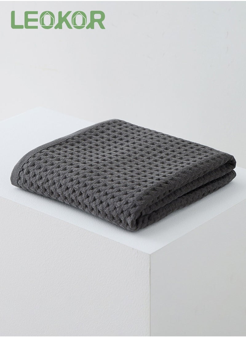 LEOKOR 3 Sizes Towel Set Quick Dry Ultra Soft Light Weight and Absorbent Waffle Towel Grey  - Image 3