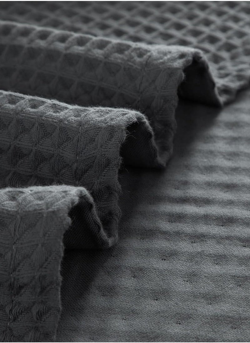 LEOKOR - 3 Sizes Towel Set Quick Dry Ultra Soft Light Weight and Absorbent Waffle Towel Grey - Image 1