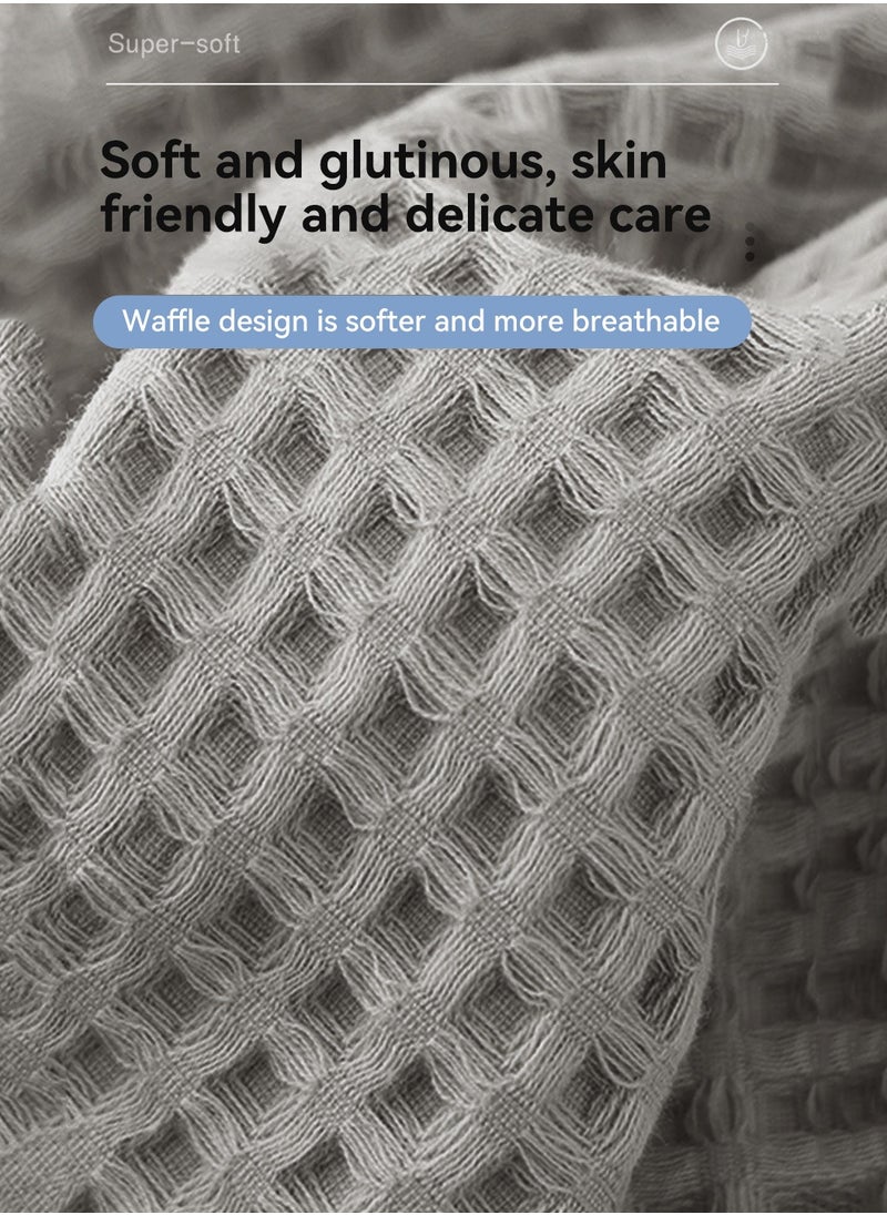 LEOKOR 3 Sizes Towel Set Quick Dry Ultra Soft Light Weight and Absorbent Waffle Towel Grey  - Image 5
