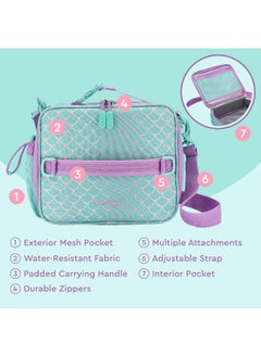 Bentgo Bentgo Kids Lunch Bag - Durable, Double Insulated, Water-Resistant Fabric, Interior & Exterior Zippered Pockets, Water Bottle Holder - Ideal for Children 3+ (Mermaid)  - Image 4