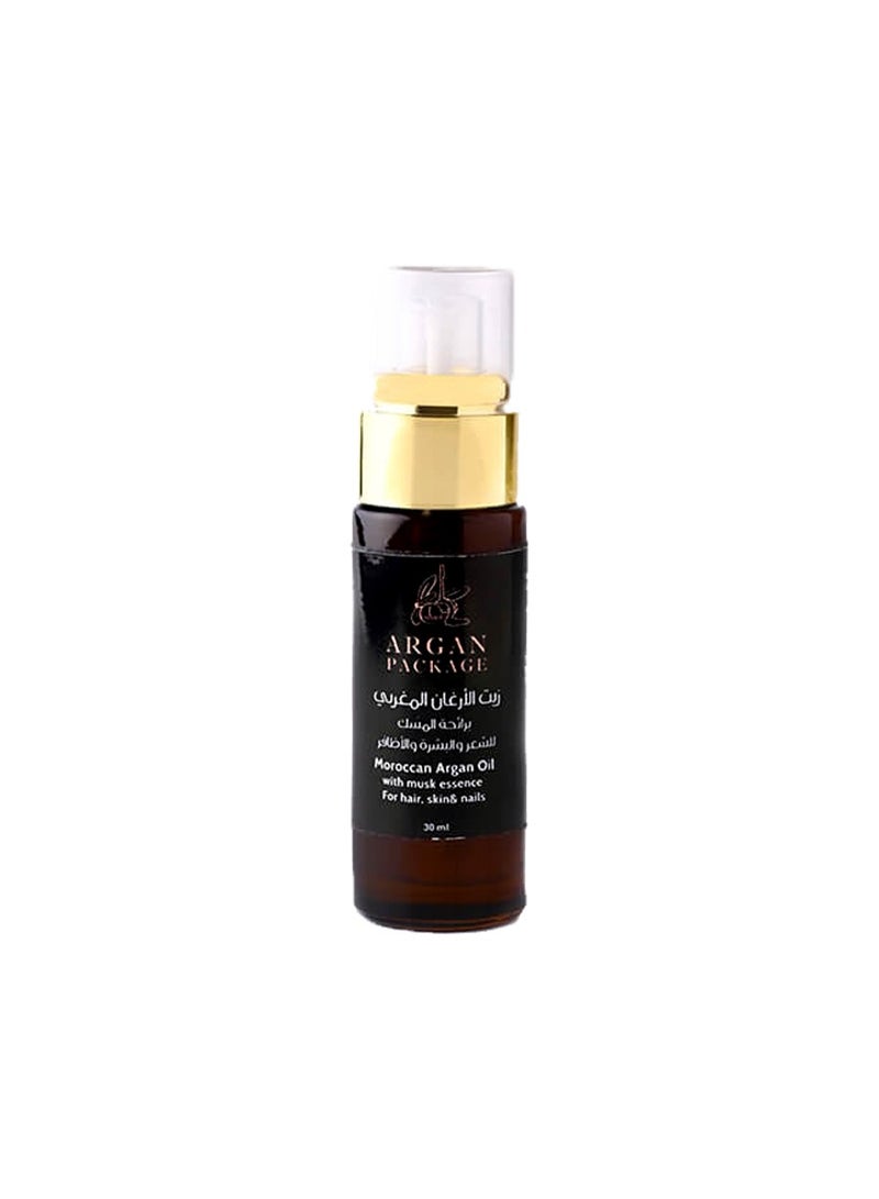 Argan Package – Musk-Scented Cosmetic Argan Oil – Helps moisturize and nourish hair and skin with a luxurious musk fragrance – 30 ml