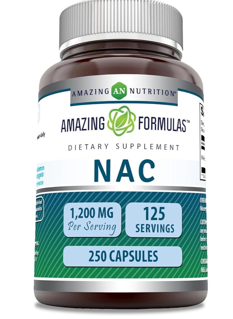 أميزينغ نيوترشن مكمل NAC N-Acetyl-L-Cysteine، 250 كبسولة
