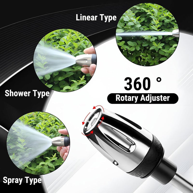 LINJIE Garden Hose Nozzle, Garden Hose Spray Gun with 3 Connectors, مسدس ماء ضغط عالي,3 Watering Patterns High Pressure Water Gun for Watering Lawn, Car Washing, Cleaning, Pets Wash - Image 3
