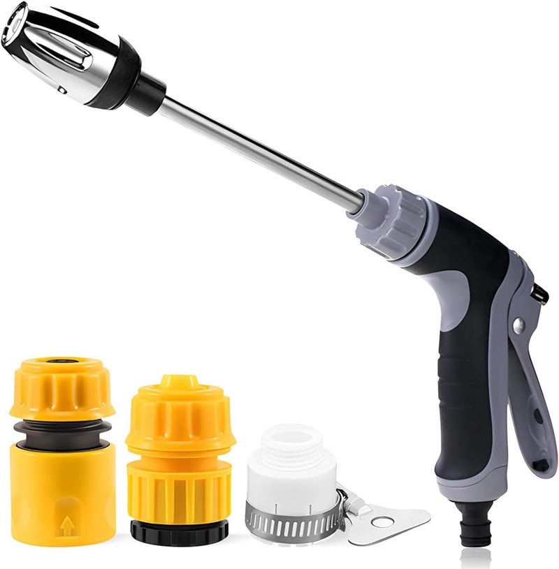 LINJIE Garden Hose Nozzle, Garden Hose Spray Gun with 3 Connectors, مسدس ماء ضغط عالي,3 Watering Patterns High Pressure Water Gun for Watering Lawn, Car Washing, Cleaning, Pets Wash - Image 1