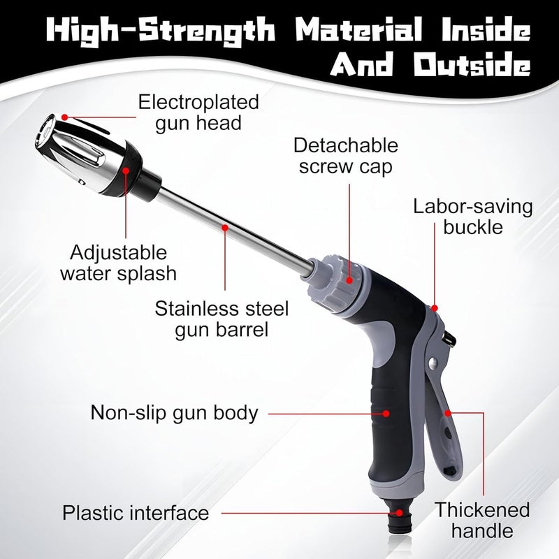 LINJIE Garden Hose Nozzle, Garden Hose Spray Gun with 3 Connectors, مسدس ماء ضغط عالي,3 Watering Patterns High Pressure Water Gun for Watering Lawn, Car Washing, Cleaning, Pets Wash - Image 4