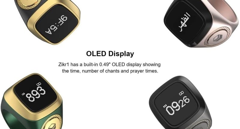 أوميوكس أحدث حلقة Tasbih Zikr MO2pro الذكية ، الصلاة المسلمة ، تذكير توقيت الصلاة ، شاشة OLED Tasbih Counter ، حلقة ذكية ، مقاومة للماء - الفضاء الرمادي 22mm - Image 5