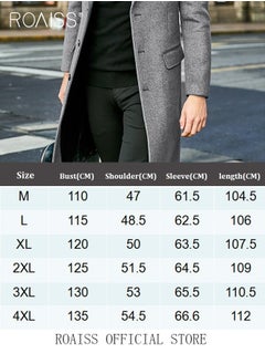 roaiss Men's French Coats Single Breasted Trench Coat Slim Fit Notched Collar Thermal Warm Oversized Business Formal Trench Coats Casual Windbreaker Jacket Office Outwear Tops  - Image 4