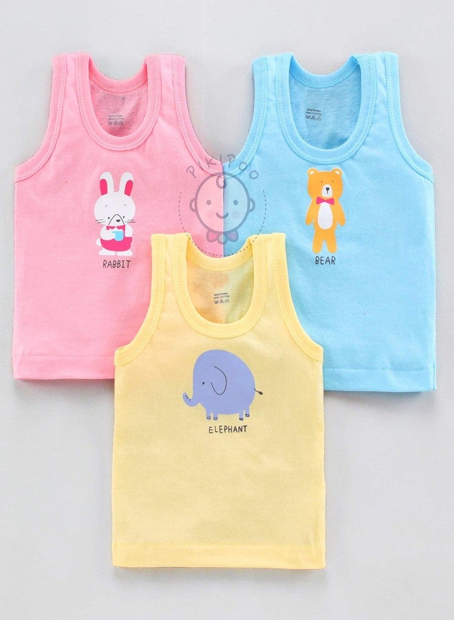 PIKIPOO Multicolor-2 Cotton Sleeveless Vest for Baby Boys & Girls, Pack of 6 (0-3 M) - Image 2