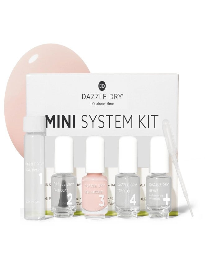 Dazzle Dry Mini Kit 4 Step System - Not Quite Nude, a full coverage peaches-and-cream nude. Full coverage cream. (5 Piece Kit / 5 Manicures) - Image 1