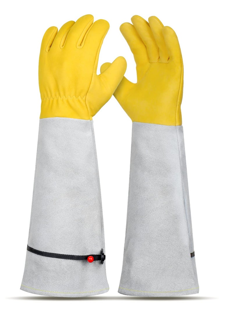 KASTWAVE Heavy Duty Gardening Gloves, Rose Pruning Gloves for Men & Women, Long Leather Garden Gloves with Adjustable Cuff, Ladies Light Protective Gloves for Yard & Outdoor Work (Size: L) - Image 1