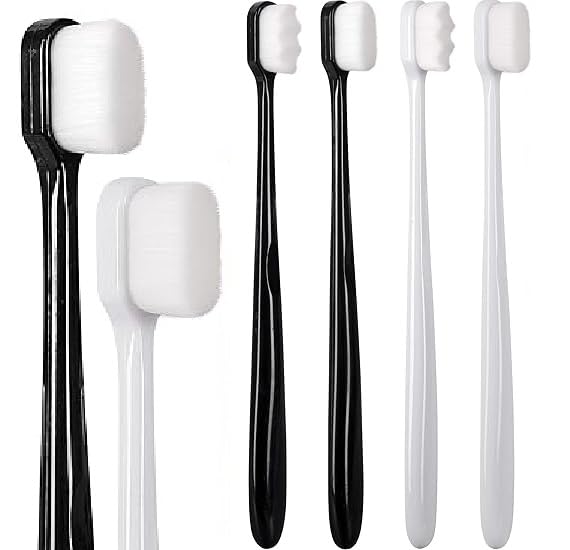 HUBTURE Ultra Soft Toothbrush for Sensitive Gums - 20,000 Micro-Fine Bristles - Gentle Manual Toothbrush for Men, Women, Elderly, Braces & Gum Recession - Micro Fur Flossing Brush(TOOTHBRUSH SOFT 2 PCS) - Image 1