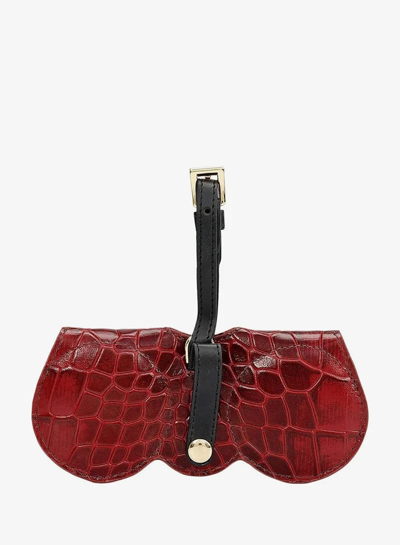 Da Milano Croco Leather Spectacle Case - Cherry
