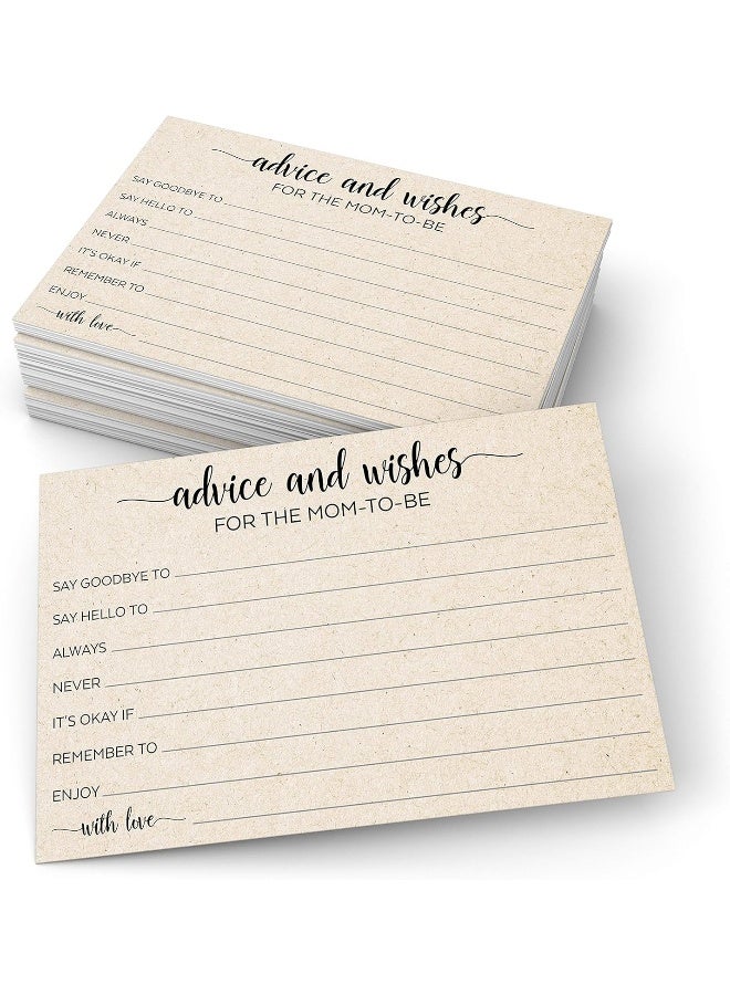 321Done Advice and Wishes for The Mom-to-Be (50 Cards) 4" x 6" for Baby Advice Cards for Baby Shower Game Simple Elegant - Made in USA - Kraft Tan Large - Image 1