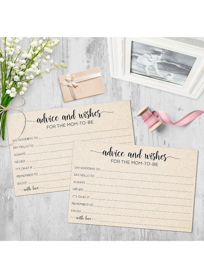 321Done Advice and Wishes for The Mom-to-Be (50 Cards) 4" x 6" for Baby Advice Cards for Baby Shower Game Simple Elegant - Made in USA - Kraft Tan Large - Image 3