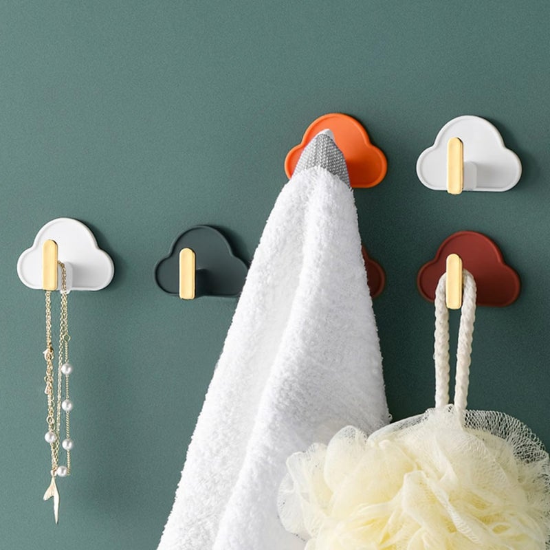 Healifty Punching-Free Cloud-Shaped Wall Hooks Nail-Free Adhesive Hat and Bag Hanging Hooks Orange L-Shape Traceless for Kitchen and Bathroom 4pcs Set - Image 5