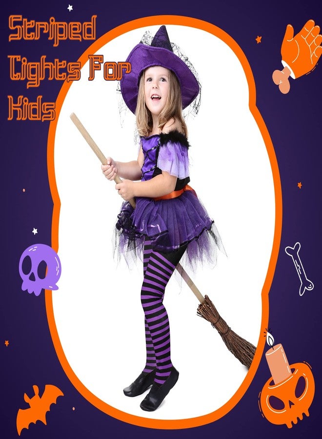 Tarpop Halloween Kids Witch Tights Purple and Black Striped Tights Party Cosplay Pantyhose for Children Dress Up, Age 6-12 - Image 5
