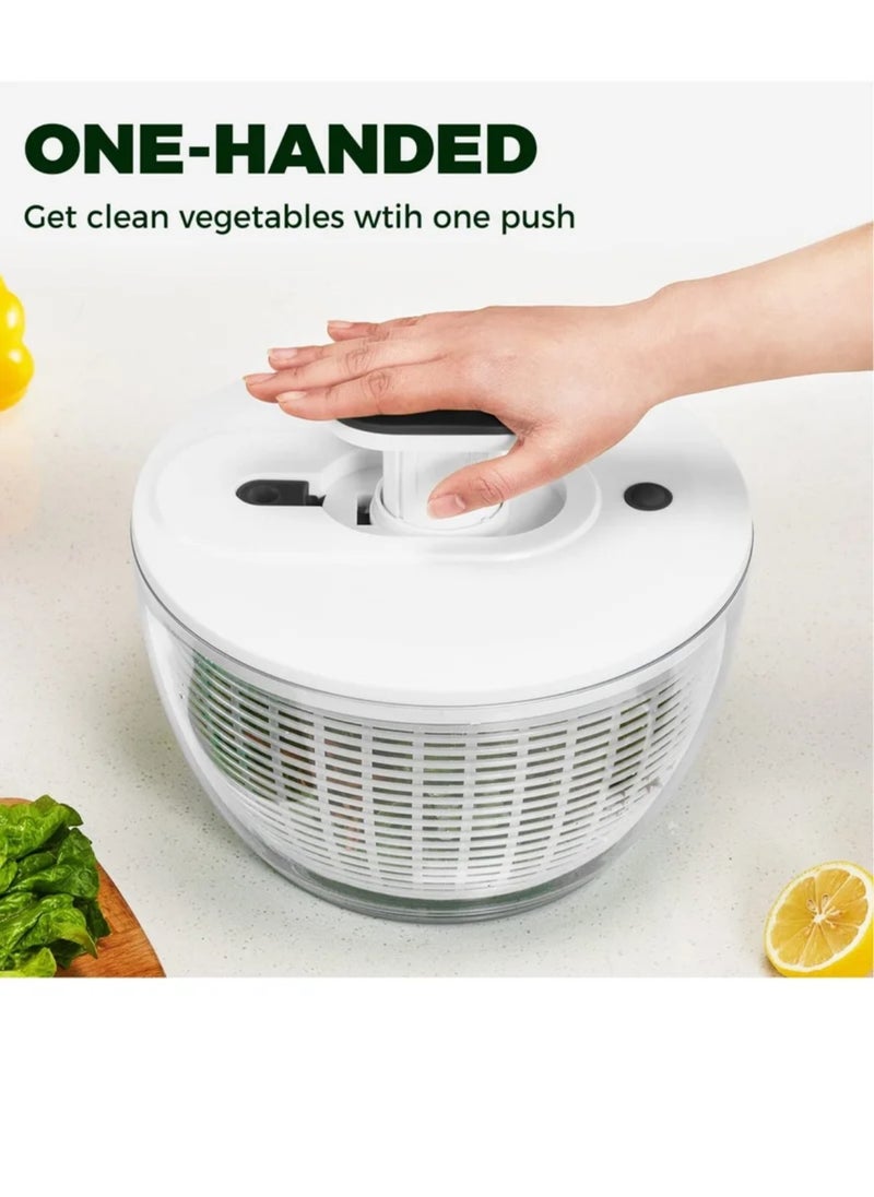Generic Salad Spinner Large 6L, Manual Lettuce Spinner for Vegetable Prepping, One-Handed Pump Fruit Spinner, Quick Drying Salad Leaves with Bowl and Colander  - Image 1